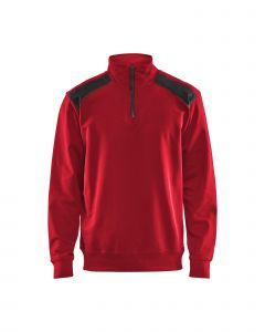 Sweatshirt bi-colour met halve rits