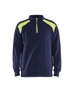 Sweatshirt bi-colour met halve rits