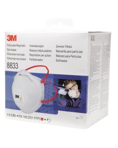 3M 8833S stofmasker FFP3 R D met uitademventiel in kleinverpakking