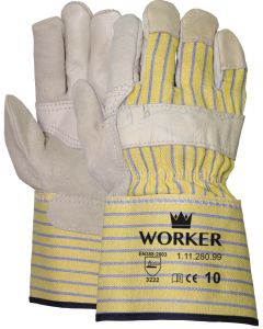 Premium nerflederen handschoen met gele gestreepte kap