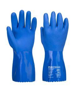Chemiebestendige blauwe PVC handschoen