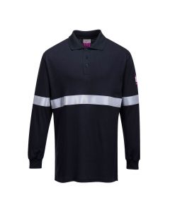 Vlamvertragende Antistatische lange mouw poloshirt met reflecterende striping