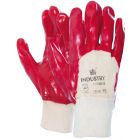 Handschoen PVC rood met tricot manchet en ventilerende rugzijde