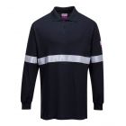 Vlamvertragende Antistatische lange mouw poloshirt met reflecterende striping